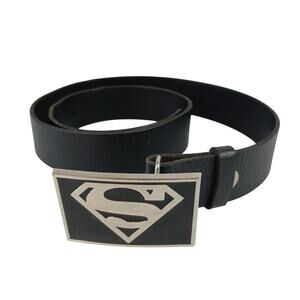 DC Comics Superman SZ 38 Belt Buckle With Genuine Leather Black 1.5" Belt